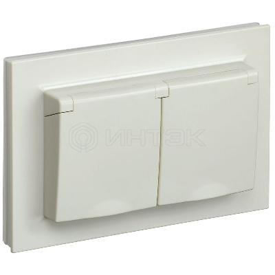 Розетка 2-м СП BRITE РСбш12-3-44-БрКр 16А в сборе IP44 с крышкой беж. IEK BR-R26-16-44-K10-F изображение, фото