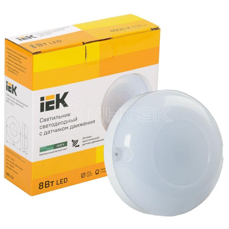 Светильник светодиодный ДПО 1001 8Вт 4000К IP54 с акуст. датчиком IEK LDPO3-1001-008-4000-K01 изображение, фото