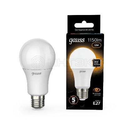 Лампа светодиодная Black 12Вт A60 грушевидная 3000К тепл. бел. E27 1150лм GAUSS 102502112 изображение, фото