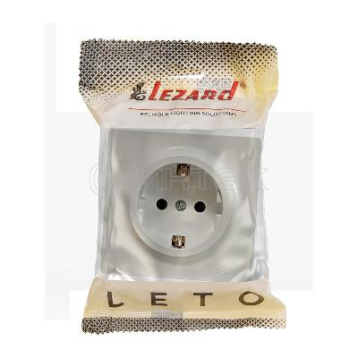 Розетка 1-м ОП LETO с заземл. ПБТ крем LEZARD 752-0300-122B изображение, фото