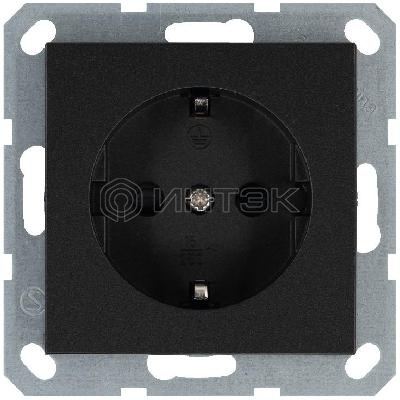 Розетка 1-м Shuko 16А IP20 с заземл. защ. шторки механизм антрацит Jasmart G5501B изображение, фото