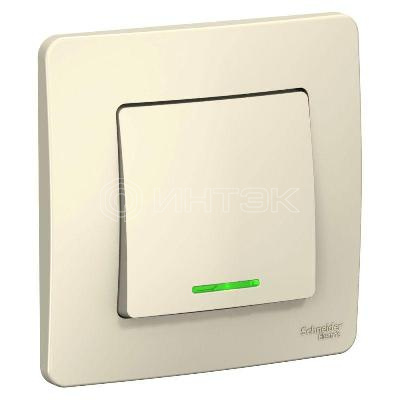 Выключатель 1-кл. СП Blanca 10А IP20 (сх. 1) 250В с подсветкой молочн.  Systeme Electric BLNVS010112 изображение, фото