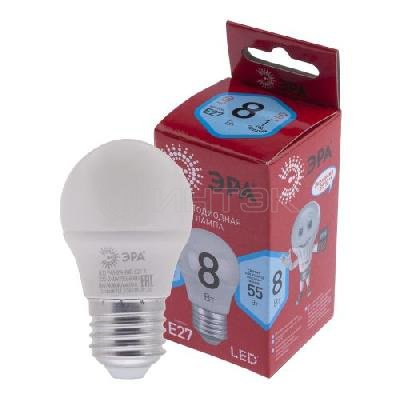 Лампа светодиодная RED LINE LED P45-8W-840-E27 R 8Вт P45 шар 4000К нейтр. бел. E27 Эра Б0049645 изображение, фото