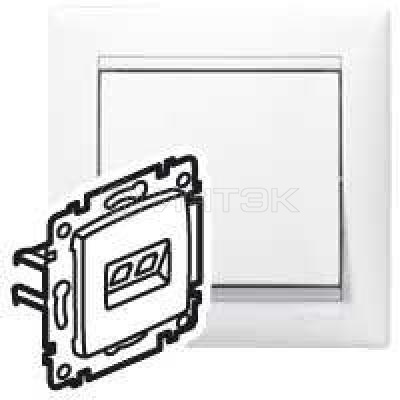 Розетка компьютерная + телефонная 2-м СП Valena RJ45 + RJ11 кат.6 UTP механизм бел. (DIY-упак.)  Legrand 695339 изображение, фото