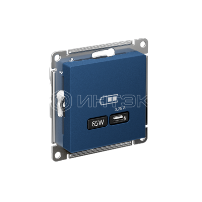 Розетка USB AtlasDesign тип C 65Вт высокоскор. ЗУ QC PD механизм аквамарин Systeme Electric ATN001127 изображение, фото