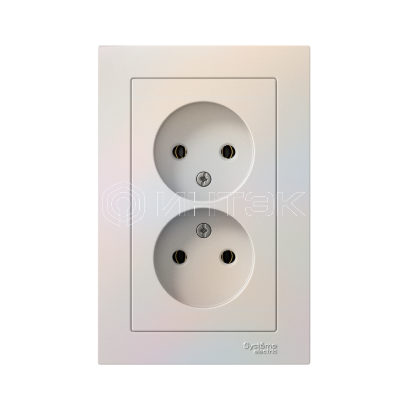 Розетка 2-м СП AtlasDesign 16А IP20 без заземл. в сборе жемчуж.  Systeme Electric ATN000420 изображение, фото