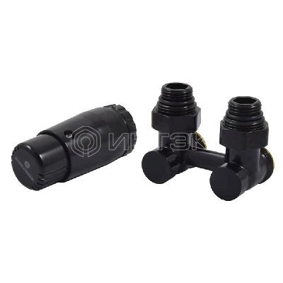 Комплект узла нижнего подкл SCHLOSSER угловой STANDARD 3/4quot; (Ral 9005) с термогол. М30х1,5, ниппеля 1/2quot;Х3/4quot; изображение, фото