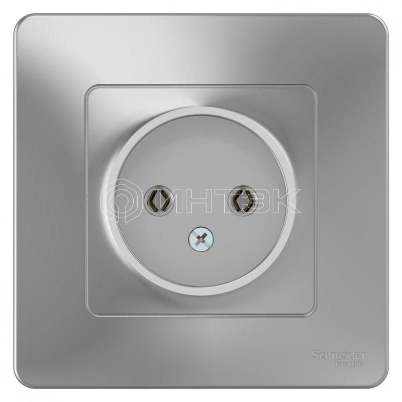 Розетка 1-м СП Blanca 16А IP20 250В без заземл. без защ. шторок алюм.  Systeme Electric BLNRS000013 изображение, фото