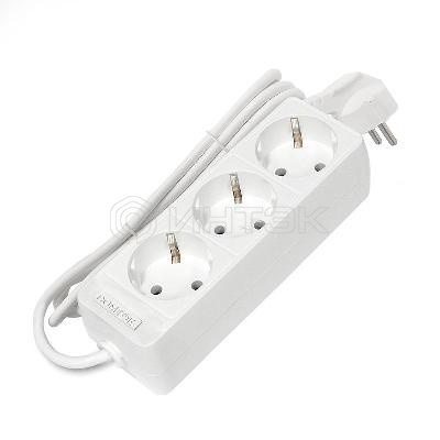 Удлинитель 3х1.5м с заземл. 10А IP20 2.2кВт ПВС 3х0.75 бел. DOMTOK 2373 изображение, фото