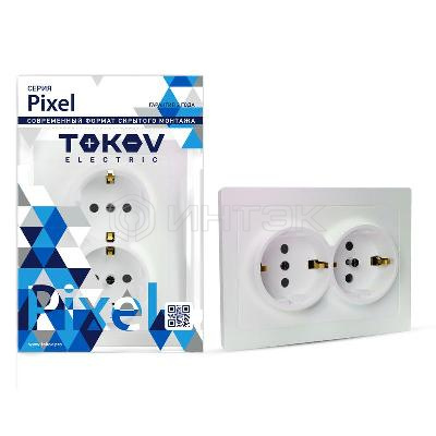 Розетка 2-м СП Pixel 16А IP20 с заземл. защ. шторки в сборе перламутр. TOKOV ELECTRIC TKE-PX-R2FZSF-C04 изображение, фото