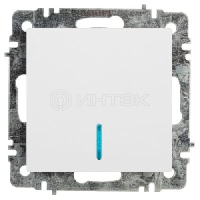 Выключатель 1-кл. СП Accent 6-102-01 10А IP20 250В с подсветкой AL/CU бел. Intro Б0063445 изображение, фото