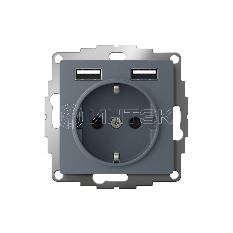 Розетка 1-м СП AtlasDesign 16А IP20 с 2-мя заряд. устройствами USB тип A+A 5В/2.4А 2х5В/1.2А механизм грифель Systeme Electric ATN000730 изображение, фото
