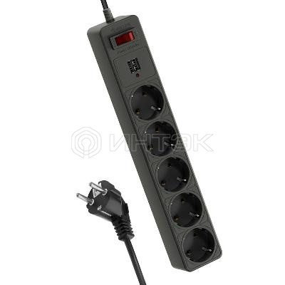 Удлинитель с сетевым фильтром 5х3м с заземл. 10А IP20 2.2кВт 2хUSB 3х0.75 с предохранителем КОСМОС FKsm3m-5g(B)USB изображение, фото