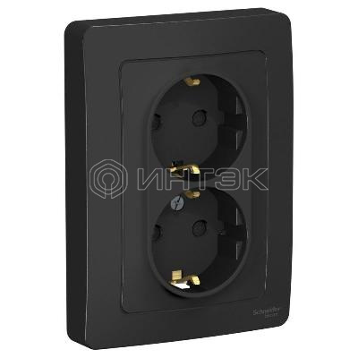Розетка 2-м СП Blanca 16А IP20 250В с заземл. защ. шторки антрацит Systeme Electric BLNRS001126 изображение, фото