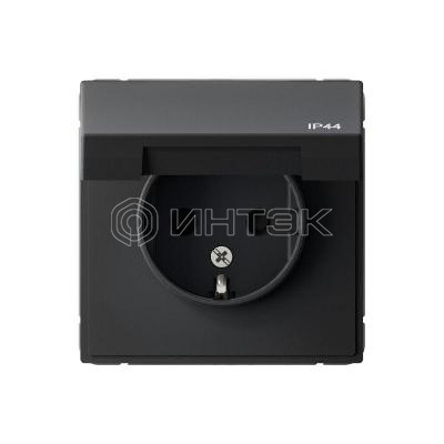 Розетка ArtGallery 16А IP44 с заземл. защ. шторки с крышкой механизм карбон  Systeme Electric GAL441046 изображение, фото