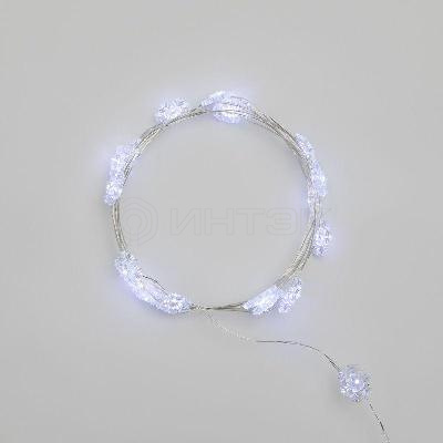 Гирлянда светодиодная "Снежинки" 2м 20LED бел. 2Вт 6В IP20 провод прозр. элементы питания 2хCR2032 (в компл.) Neon-Night 303-010 изображение, фото