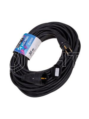 Удлинитель-шнур 1х30м 16А IP44 250В 4кВт черн. каучук КГ 3х2.5 УХз16 Россия КОСМОС YSHKsm30m-1g(16A)KG изображение, фото