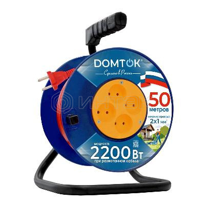 Удлинитель на катушке 4х50м без заземл. 10А IP20 2.2кВт ПВС 2х1 DOMTOK 2440 изображение, фото