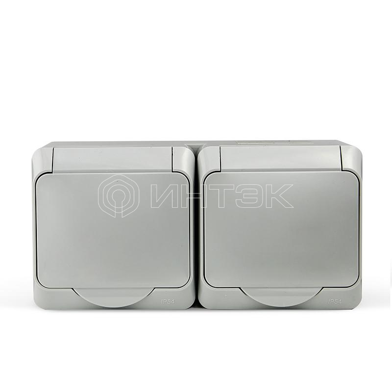 Розетка 2-м ОП Nix 16А IP54 250В с заземл. с крышкой сер. TOKOV ELECTRIC TKE-NX-R2Z-C06-IP54 изображение, фото