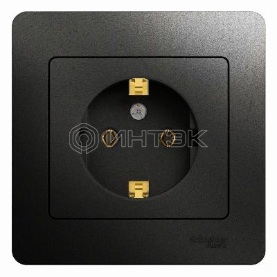 Розетка 1-м СП 1мод. Glossa 16А IP20 с заземл. в сборе антрацит  Systeme Electric GSL000742 изображение, фото