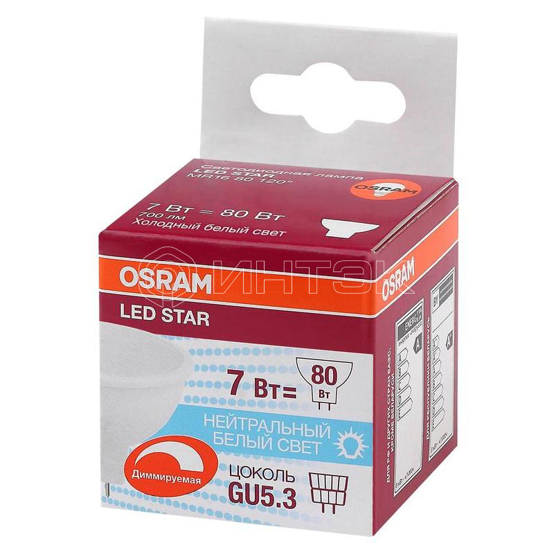 Лампа светодиодная LS MR16 D 80 110 7W/840 230В GU5.3 диммир. OSRAM 4058075229037 изображение, фото