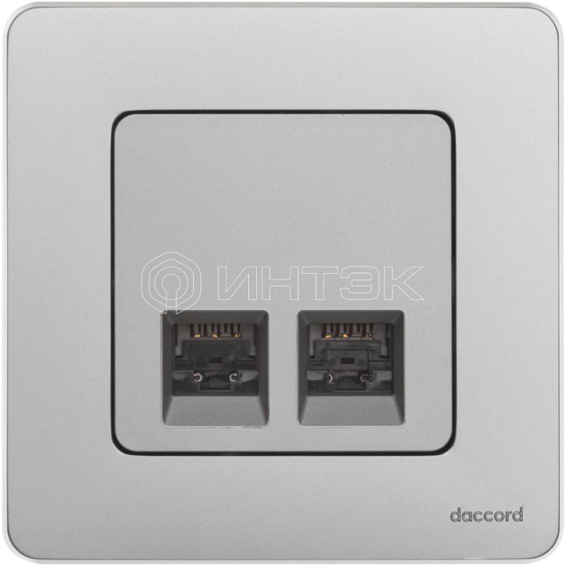 Розетка компьютерная 2-м Inspiria RJ45 кат.6 UTP механизм алюм. IEK 673842 изображение, фото