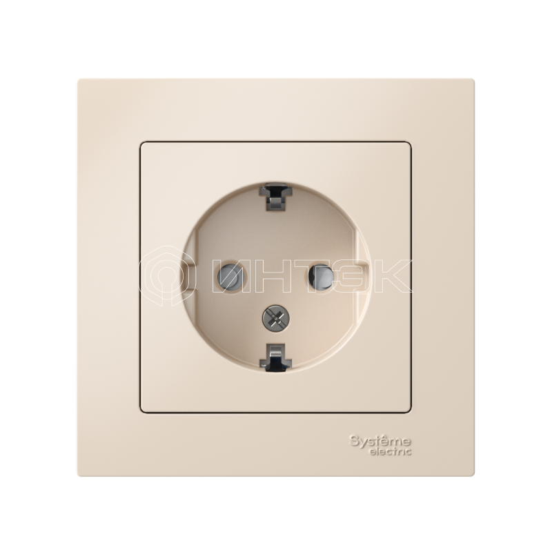 Розетка 1-м СП AtlasDesign 16А IP20 с заземл. защ. шторки в сборе беж.  Systeme Electric ATN000244 изображение, фото