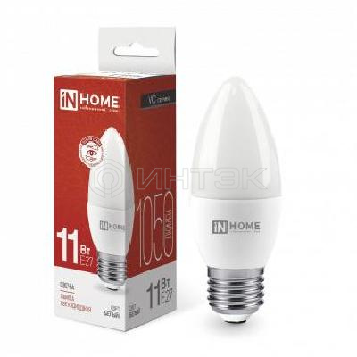 Лампа светодиодная LED-СВЕЧА-VC 11Вт свеча 4000К нейтр. бел. E27 1050лм 230В IN HOME 4690612020495 изображение, фото