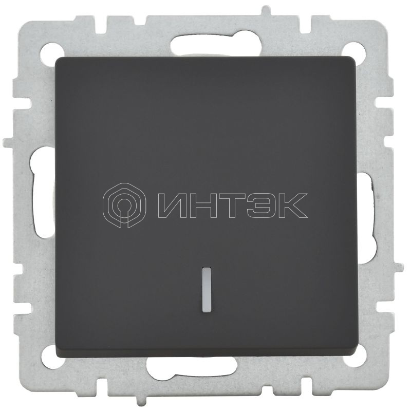 Выключатель 1-кл. СП BRITE ВС10-1-1-БрГ 10А с индик. механизм графит IEK BR-V10-1-10-K53 изображение, фото