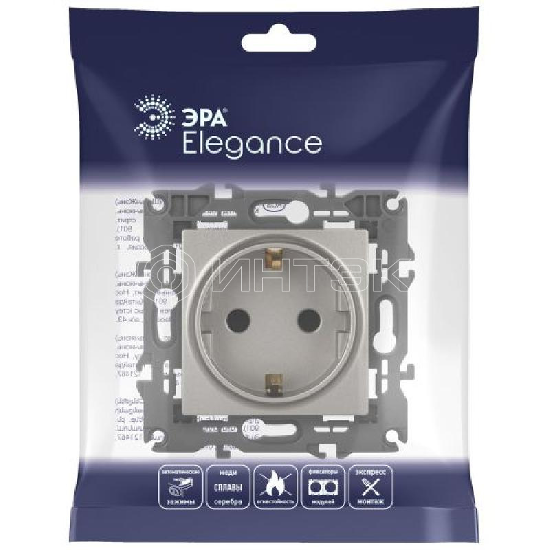 Розетка Elegance 14-2102-16 16А 250В 2P+E Schuko защ. шторки титан Эра Б0065806 изображение, фото