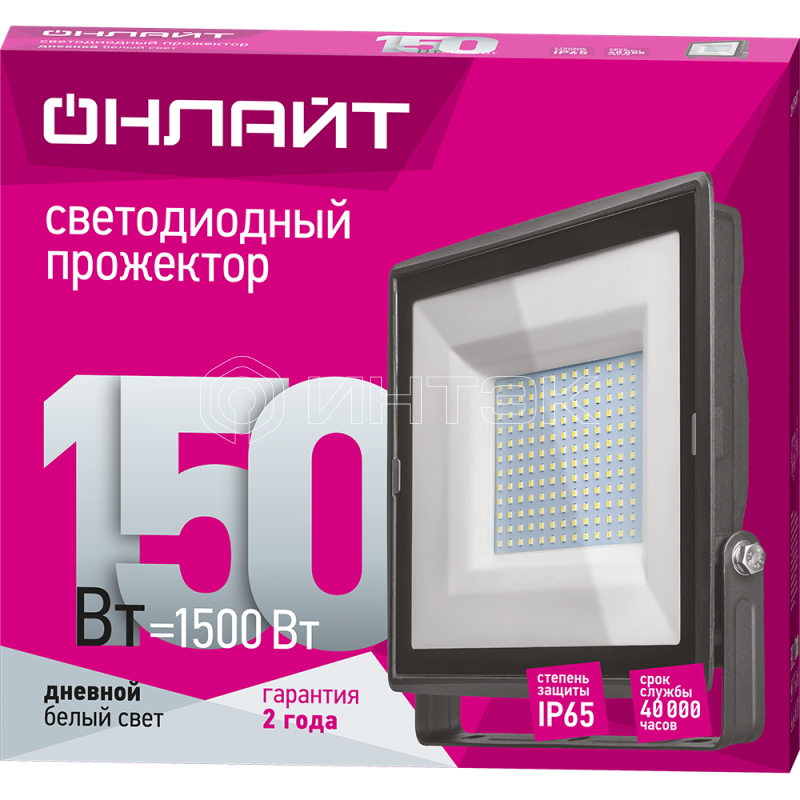 Прожектор светодиодный 14 344 OFL-150-6.5K-BL-IP65-LED 150Вт 6500К IP65 12000лм черн. ОНЛАЙТ 14344 изображение, фото