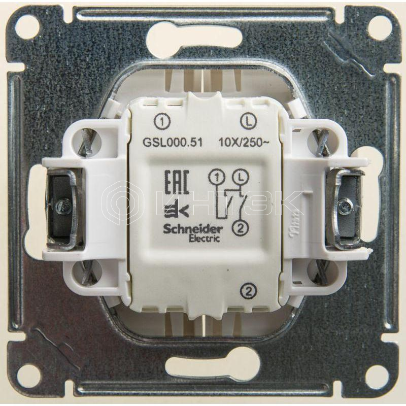 Выключатель 2-кл. СП Glossa 10А IP20 (сх. 5) 10AX механизм перламутр.  Systeme Electric GSL000651 изображение, фото