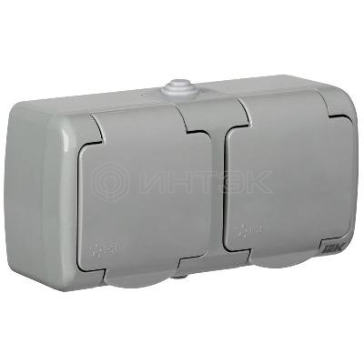 Розетка 2-м ОП AQUATIC РСш22-2-А 16А IP54 с заземл. с крышкой GENERICA ERA22-K03-16-54 изображение, фото