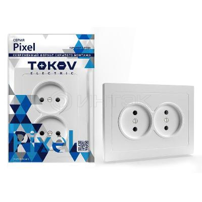 Розетка 2-м СП Pixel 16А IP20 без заземл. в сборе бел. TOKOV ELECTRIC TKE-PX-R2F-C01 изображение, фото