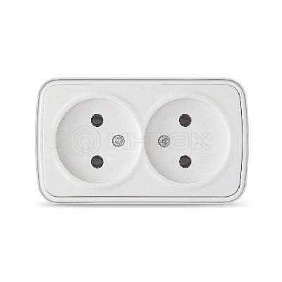 Розетка 2-м ОП Электра 16А IP20 без заземл. бел. Союз 0024 изображение, фото