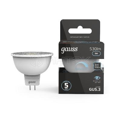 Лампа светодиодная Black 5Вт MR16 софит 4100К нейтр. бел. GU5.3 530лм диммир. GAUSS 101505205-D изображение, фото