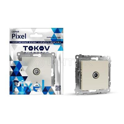 Розетка TV проходная СП Pixel 4DB механизм беж. TOKOV ELECTRIC TKE-PX-A1P-C02 изображение, фото