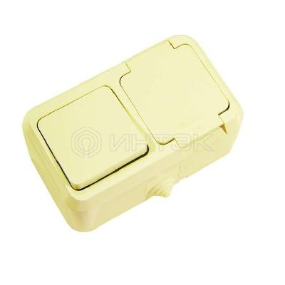 Блок ОП IP44 крем. (1кл. выкл.+роз/крыш) п/герм. Makel 18250 изображение, фото