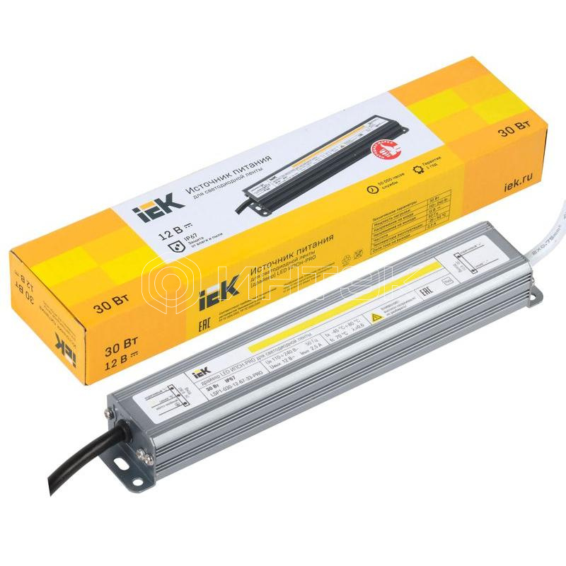 Драйвер LED ИПСН-PRO 5050 30Вт 12В блок-шнуры IP67 IEK LSP1-030-12-67-33-PRO изображение, фото