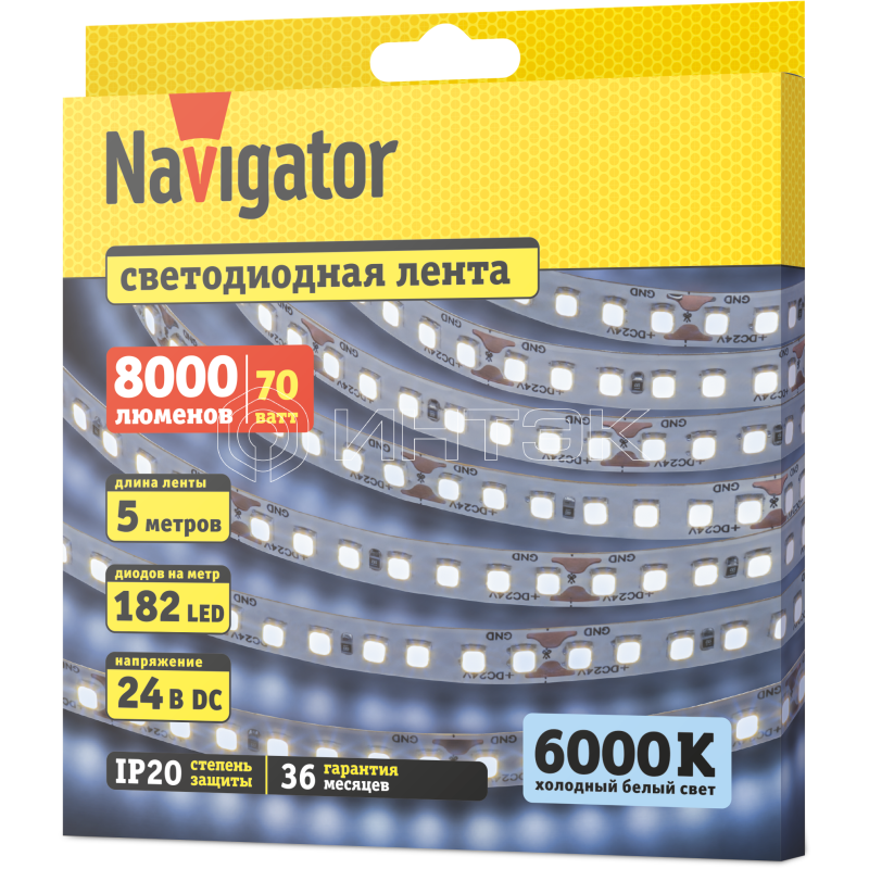 Лента светодиодная 95 298 NLS-2835CW182-14-IP20-24V (уп.5м) Navigator 95298 изображение, фото