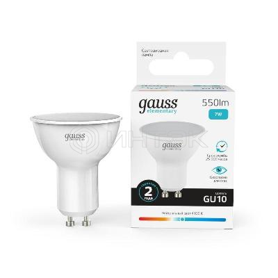Лампа светодиодная Elementary 7Вт MR16 софит 4100К нейтр. бел. GU10 550лм GAUSS 13627 изображение, фото