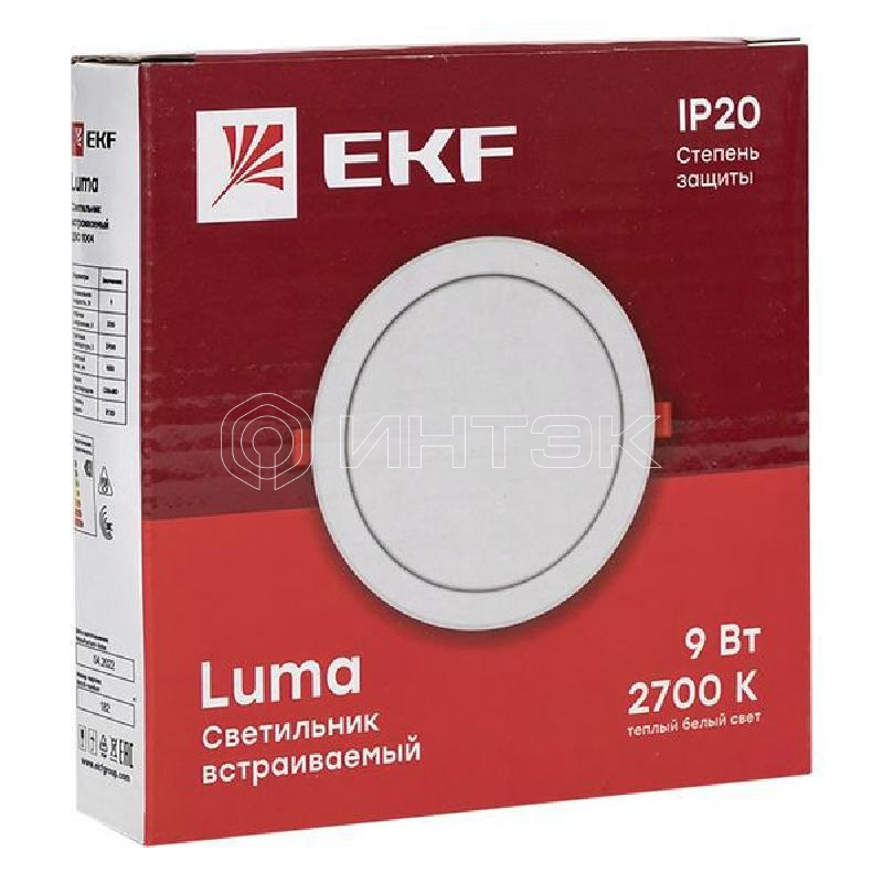 Светильник светодиодный ДВО 1004 9Вт 2700К IP20 встраив. Basic EKF DLL-1004-9-2700 изображение, фото