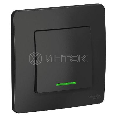 Переключатель проходной 1-кл. СП Blanca 10А IP20 (сх. 6) 250В с подсветкой антрацит Systeme Electric BLNVS010616 изображение, фото