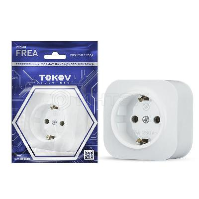 Розетка 1-м ОП Frea 16А IP20 250В с заземл. АБС-пластик бел. TOKOV ELECTRIC TKE-FR-R1Z-C01 изображение, фото