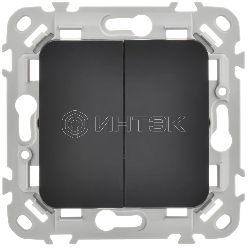 Выключатель 2-кл. СП FLITE ВС12-1-0-ФлЧ 10А механизм черн. IEK FI-V20-0-10-1-K02 изображение, фото