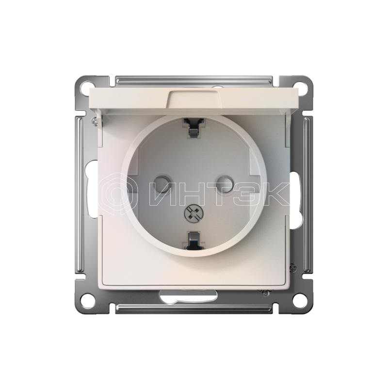 Розетка 1-м СП AtlasDesign 16А IP20 с заземл. защ. шторки с крышкой механизм жемчуж.  Systeme Electric ATN000446 изображение, фото