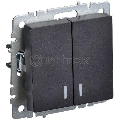 Выключатель 2-кл. СП BRITE ВС10-2-1-БрЧ 10А с индик. механизм черн. IEK BR-V20-1-10-K02 изображение, фото