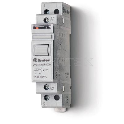 Реле модульное электромеханич. шаговое 1NO 16А 2 состояния AgNi 230В AC 17.5мм IP20 FINDER 202182300000 изображение, фото