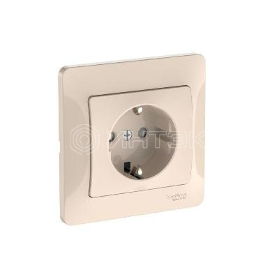 Розетка Glossa 16А с заземл. защ. шторки быстрозажим. клем. в сборе беж. Systeme Electric GSL000244S изображение, фото