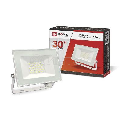 Прожектор светодиодный СДО-7 30Вт 6500К IP65 2700лм 230В бел. IN HOME 4690612034690 изображение, фото